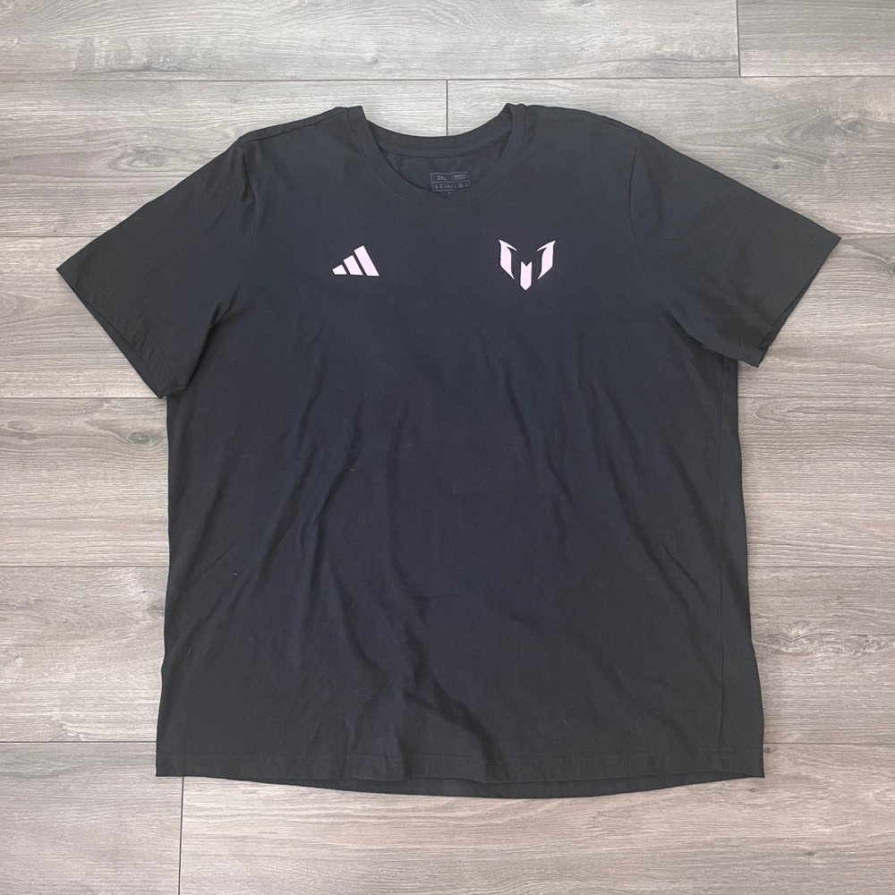 Adidas Messi 10 Inter Miami CF Black Graphic T-Shirt Mens 2XL Regular Fit